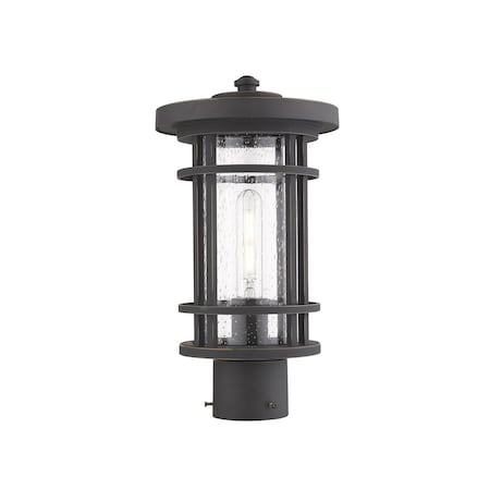Z-Lite Jordan 1 Light Outdoor Post Mount Fixture, Oil Rubbed Bronze And Clear Seedy 570PHM-ORB